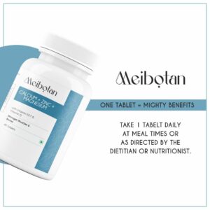 Meibotan Calcium Magnesium & Zinc Tablets , Calcium Supplement for Women and Men, 60 Tablets