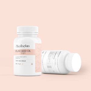 MEIBOTAN Flaxseed oil capsules 1000mg Omega 3 vegetarian Supplement for Skin, Joint, Hair & Immunity Support. flax seed oil omega 3 for Men & Women – 60 Veg Capsules.