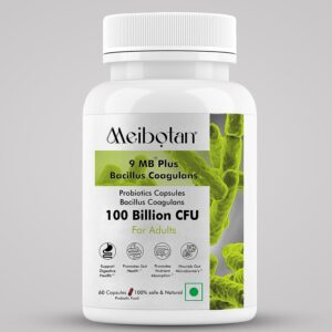 Meibotan Bacillus Coagulans 100 Billion – Natural Probiotic Supplement Supporting Digestive Health,diarrhea,gas & bloating GI & Overall Gut Health for Men & Women (60 Veg Capsules)