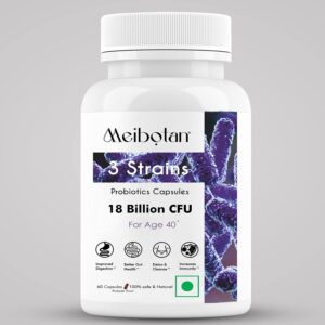 Meibotan Probiotics Supplement 3 Strains with 18 Billion CFU For Men & Women with Prebiotics – Gut Support, Digestion, Immunity Support, Detox & Cleanse – 30 Vegetarian Capsules,Age 40+